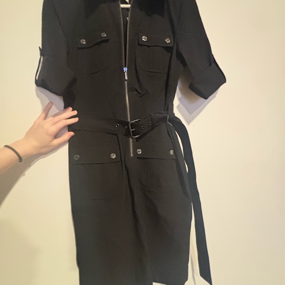 MICHAEL Michael Kors Black Zip-Front Belted jumpsuit